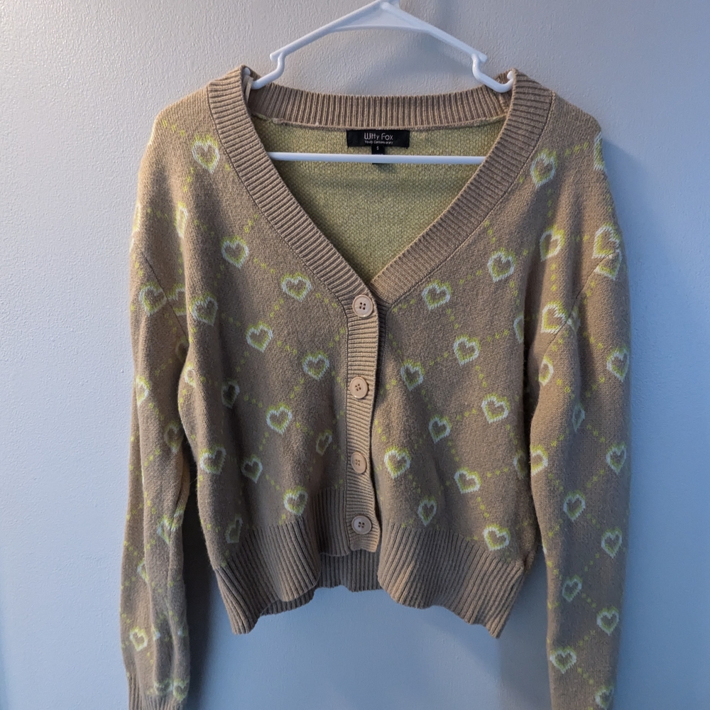 Uptown Co. Heart Pattern Cardigan